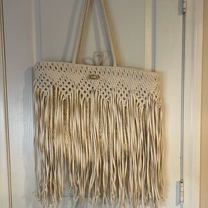 Merona Cream Fringe Hobo Bag